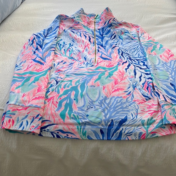 Lilly Pulitzer Tops - Lilly Pulitzer 3/4 zip, long sleeve, front pockets pull over top